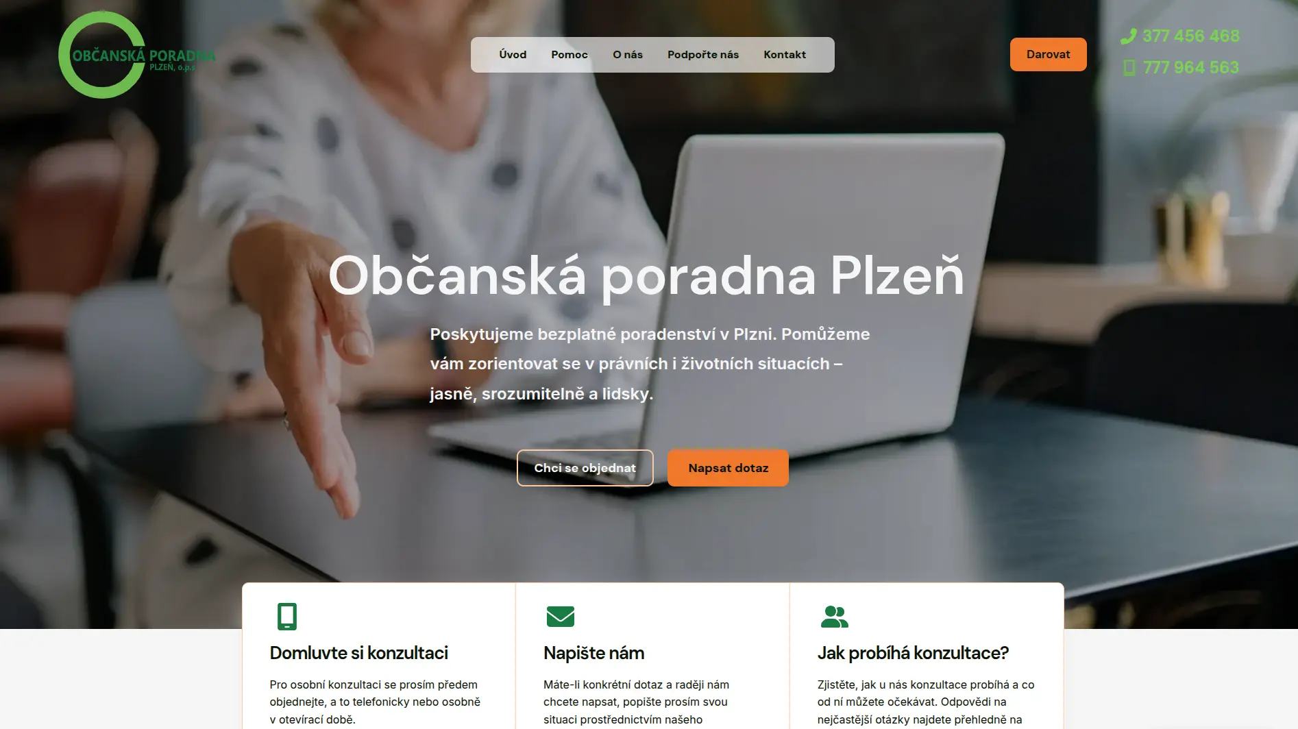 opplzen-web.webp Ukázka titulní strany webu Občanské poradny Plzeň