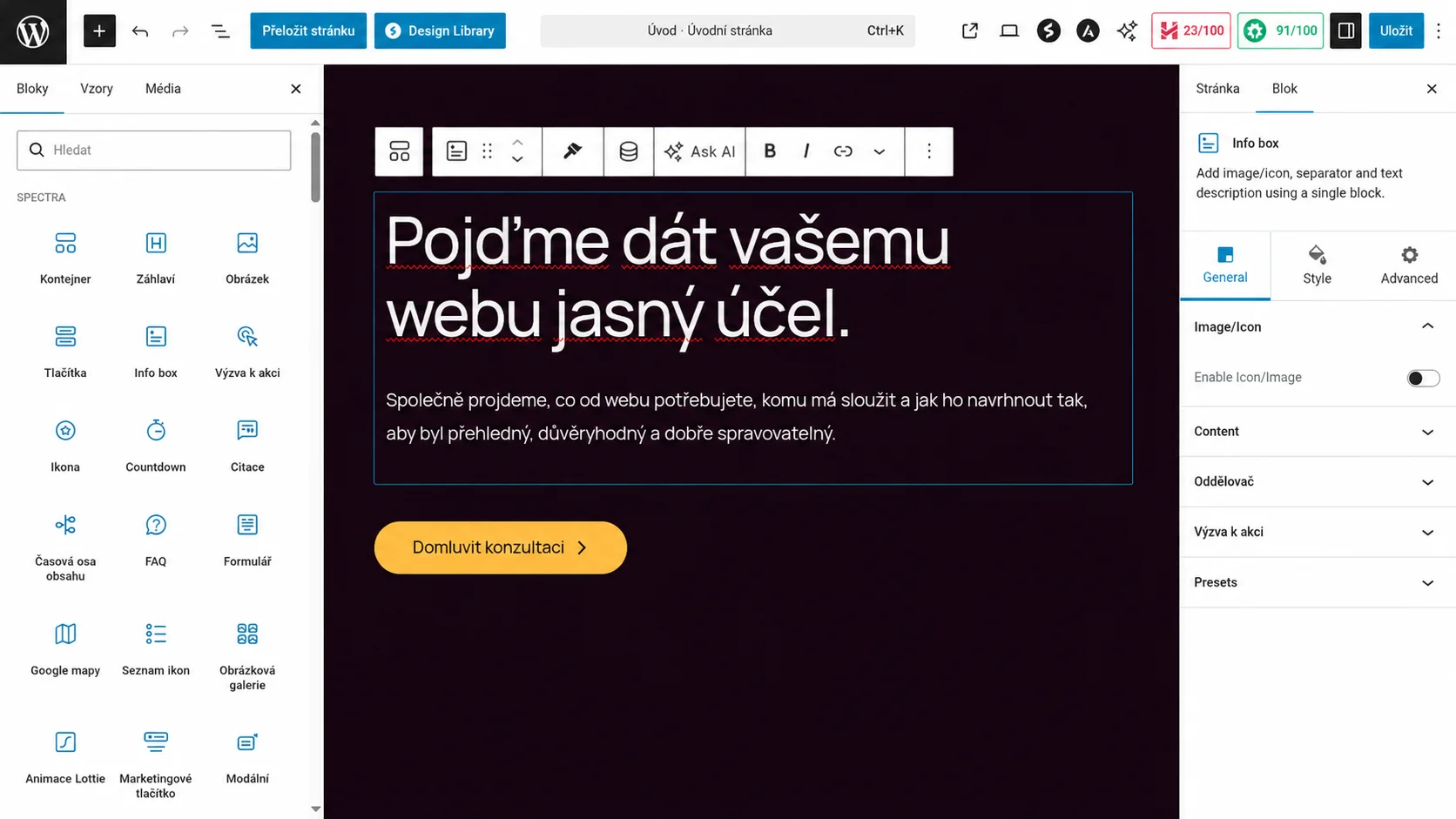 Ukázka Spectra editoru 